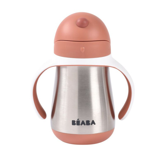 Metāliska Mācību Krūzīte Ar Caurulīti Beaba 250 Ml, Terracota