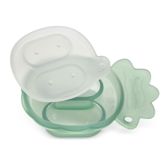 Haakaa Fresh Food Feeder Mini Combo silikona komplekts - fīderis un saldēšanas forma, Pea Green