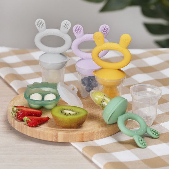 Haakaa Fresh Food Feeder Mini Combo silikona komplekts - fīderis un saldēšanas forma, Pea Green