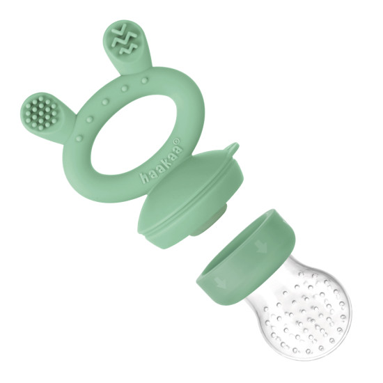 Haakaa Fresh Food Feeder Mini Combo silikona komplekts - fīderis un saldēšanas forma, Blush Pink