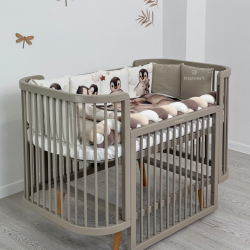 Boho Total Light convertible cot with movable wall Warm Beige Boho Total Light convertible cot with movable wall Warm Beige