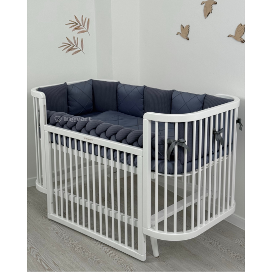 Satīna gultas veļas komplekts "Platīns" Smart Bed gultiņai Anthracite