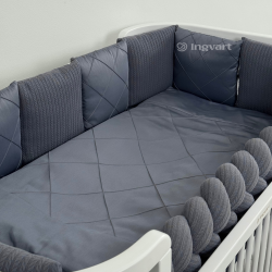 Satin bed linen set "Platinum" for Smart bed crib Anthracite