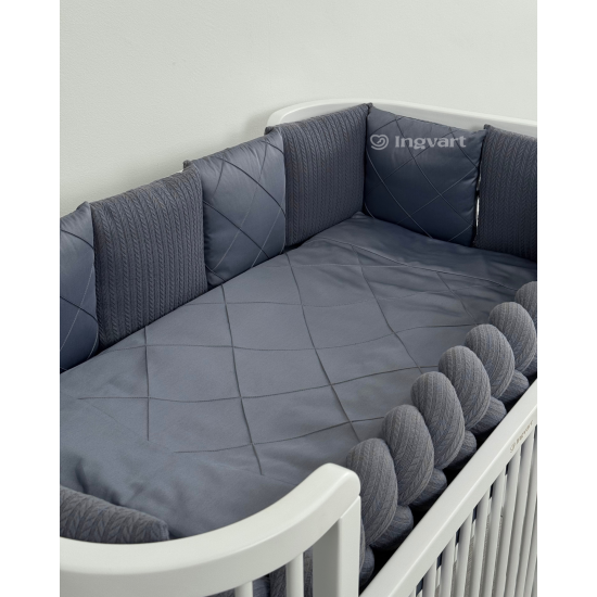 Satīna gultas veļas komplekts "Platīns" Smart Bed gultiņai Anthracite