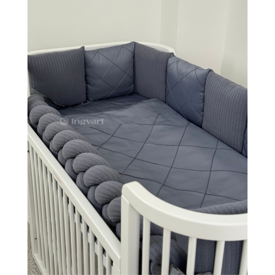 Satīna gultas veļas komplekts "Platīns" Smart Bed gultiņai Anthracite
