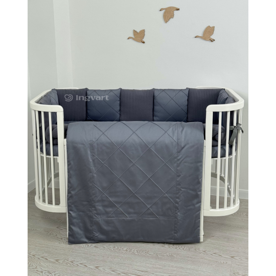 Satīna gultas veļas komplekts "Platīns" Smart Bed gultiņai Anthracite