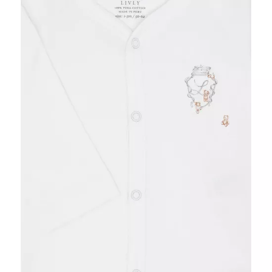 Bodijs Livly Teddy Tay Full Snap Body White
