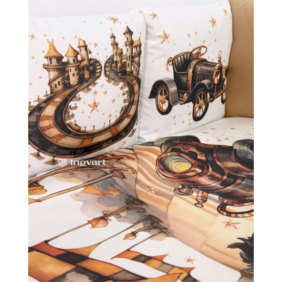 Kokvilnas gultas veļas komplekts "Steampunk Racing"