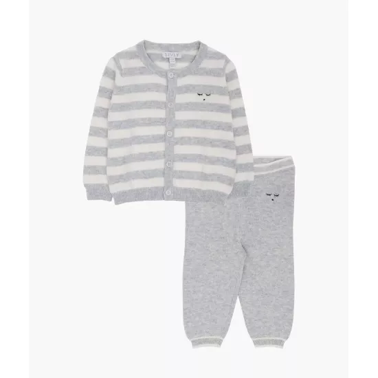Livly Komplekts Stripes Knit Set Grey