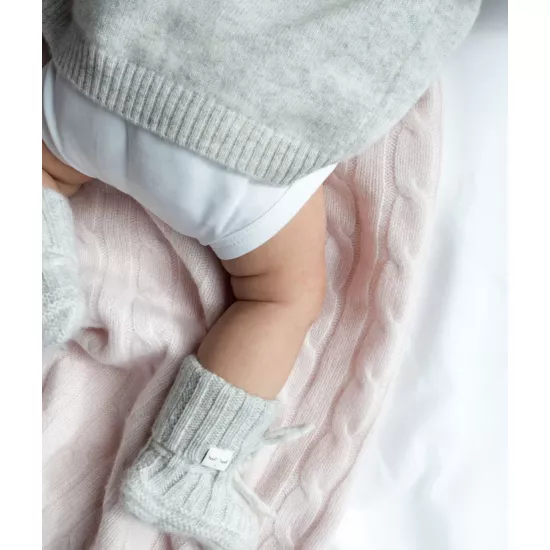 Kašmira zeķes Livly Cable Knit Cashmere Footies Oat