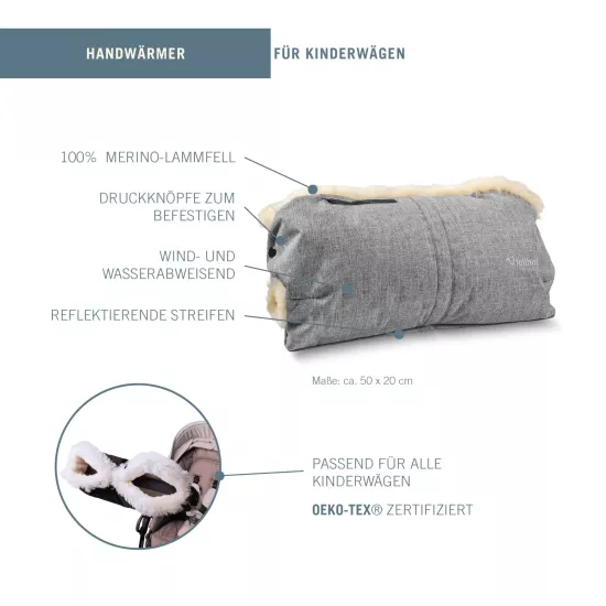 Roku mufe ratiem Fellhof Lambskin Hand Muff for Prams Black