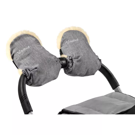 Roku mufe ratiem Fellhof UNI Lambskin Hand Muff for Prams Black