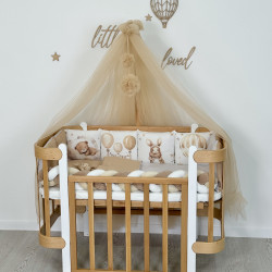 Nika Transformer Crib with Movable Side Wall Natural/White Nika Transformer Crib with Movable Side Wall Natural/White
