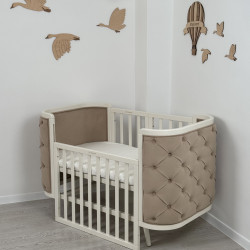 Boho convertible cot with and movable wall Milk/Beige Velour Boho convertible cot with and movable wall Milk/Beige Velour