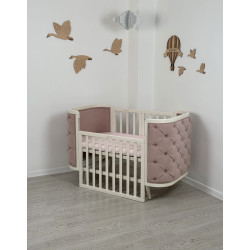 Gultiņa-transformers Boho ar kustīgu sienu Milk/Pink Velour Gultiņa-transformers Boho ar kustīgu sienu Milk/Pink Velour
