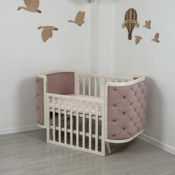 Boho convertible cot with and movable wall Milk/Pink Velour Boho convertible cot with and movable wall Milk/Pink Velour