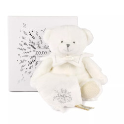 Doudou Dāvanu komplekts – Plīša lāčuks ar segiņu 30 cm, pelēks Doudou Dāvanu komplekts – Plīša lāčuks ar segiņu 30 cm, pelēks