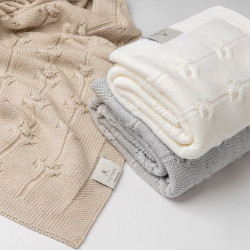 Silts pleds no 100% merino vilnas Cream Floral - Premium Kolekcija