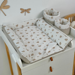 Mattress for swaddling for drawer Scandi ,size 43x94 cm, Beige Hearts on White