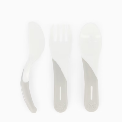 Twistshake Learn Cutlery 6m+ | Fork, Knife & Spoon – White