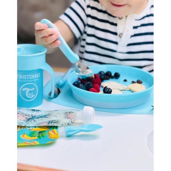 Twistshake bērnu galda piederumu komplekts no nerūsējošā tērauda 12m+ Pastel Blue