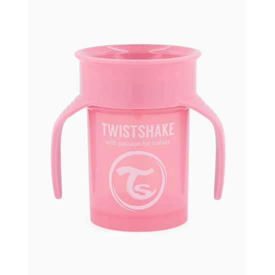 Twistshake 360°  Mācību Krūze 230 ml, 6+ mēneši, Pastel Pink