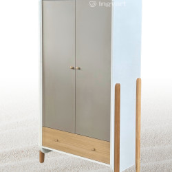 Divdurvju Skapis Ingvart Nika White/Cold Beige/Natural