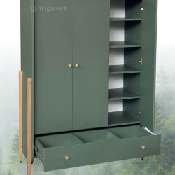 Trīsdurvju skapis Ingvart Nika Forest Green/Natural