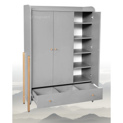 Trīsdurvju skapis Ingvart Nika Grey/Natural