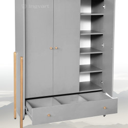 Trīsdurvju skapis Ingvart Nika Grey/Natural