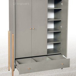 Trīsdurvju skapis Ingvart Nika Cold Beige/Natural