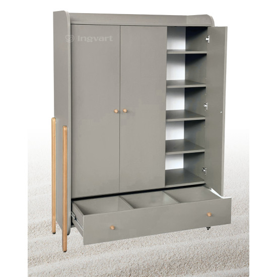 Trīsdurvju skapis Ingvart Nika Cold Beige/Natural