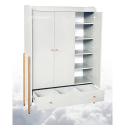 Trīsdurvju skapis Ingvart Nika White/Natural