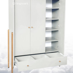 Trīsdurvju skapis Ingvart Nika White/Natural