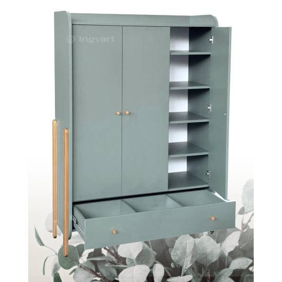 Trīsdurvju skapis Ingvart Nika Eucatlyptus/Natural