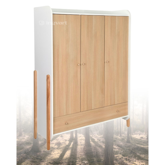 Trīsdurvju skapis Ingvart Nika Natural/Natural/White