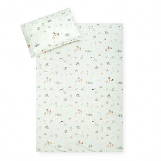 Gultas veļas komplekts JERSEY "Farm" 100x135 + 40x60 cm