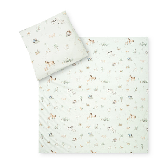 Gultas veļas komplekts JERSEY "Farm" 80x80 + 35x40 cm