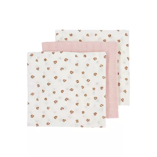 Meyco Baby muslīnu autiņu komplekts Mini Panther Soft Pink (3 gab., 70x70 cm)