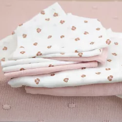 Meyco Baby muslīnu autiņu komplekts Mini Panther Soft Pink (3 gab., 70x70 cm)