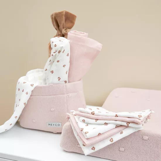 Meyco Baby muslīnu autiņu komplekts Mini Panther Soft Pink (3 gab., 70x70 cm)