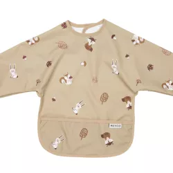 Meyco Baby Ūdensnecaurlaidīgs priekšautiņš ar piedurknēm Forest Animals Sand 4-18m