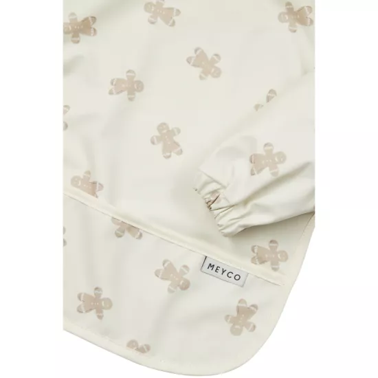 Meyco Baby Ūdensnecaurlaidīgs priekšautiņš ar piedurknēm Gingerbread Soft sand 4-18m