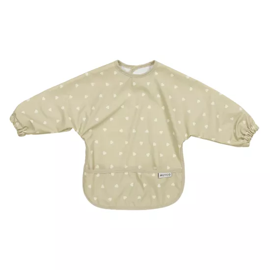 Meyco Baby Ūdensnecaurlaidīgs priekšautiņš ar piedurknēm Sweet Heart Sand/Soft Sand 4-18m