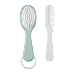 Детская расческа и щетка Beaba 2in1 Bruch and Comb Green Blue