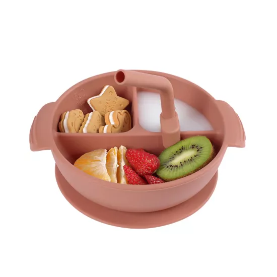 Haaka Silikona Šķīvis ar Piesūcekni Silicone Divided Suction Bowl - Blush