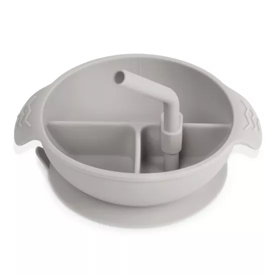 Haaka Silikona Šķīvis ar Piesūcekni Silicone Divided Suction Bowl - Suva Grey