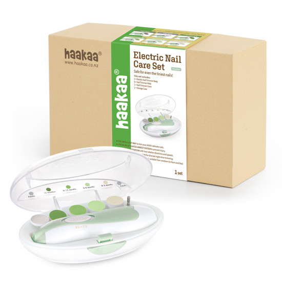 Haakaa Baby Nail Care Set komplekts — droša elektriskā nagu vīlīte (Pļavu zaļš)