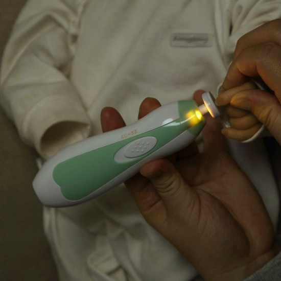 Haakaa Baby Nail Care Set komplekts — droša elektriskā nagu vīlīte (Pļavu zaļš)