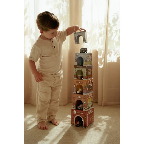 Little Dutch Celtniecības Kubiņi ´Stacking Blocks with Cars´ FSC